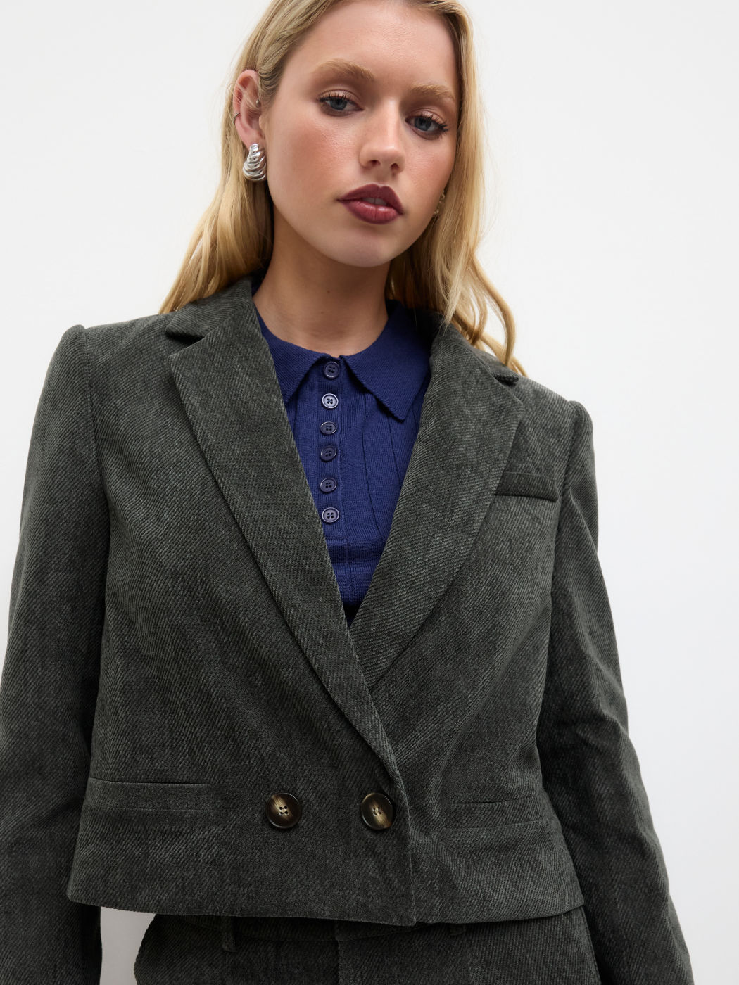 Corduroy Collar Oversized Blazer