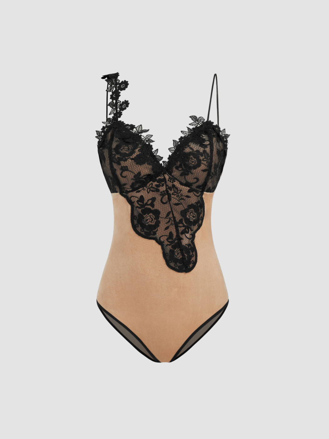 Velvet Sweetheart Lace Patched Bodysuit
