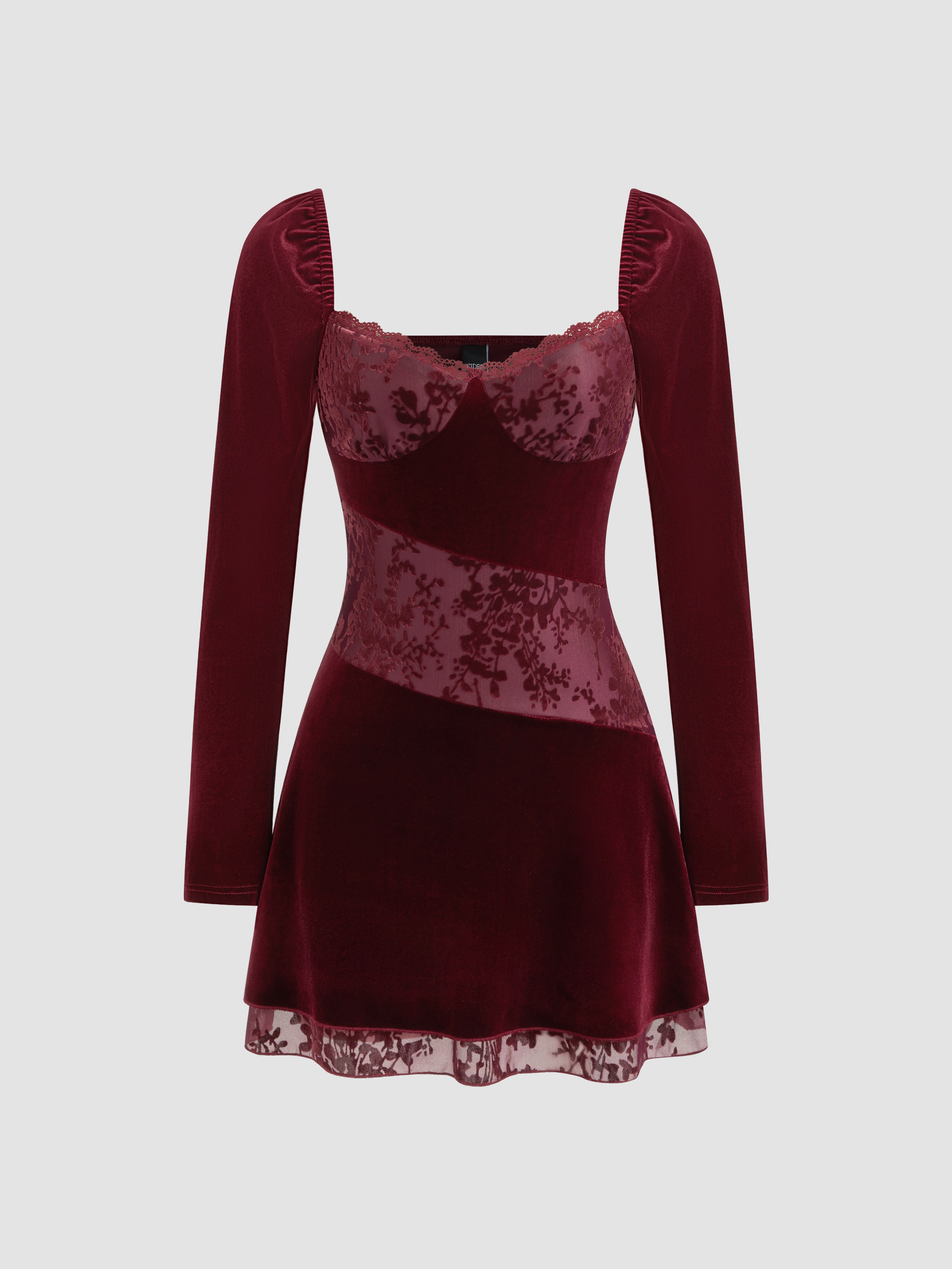 Cider◆ベルベット Vネック フローラル ミニドレス【送料込み】 Floral Velvet Dress For Daily Casual Date