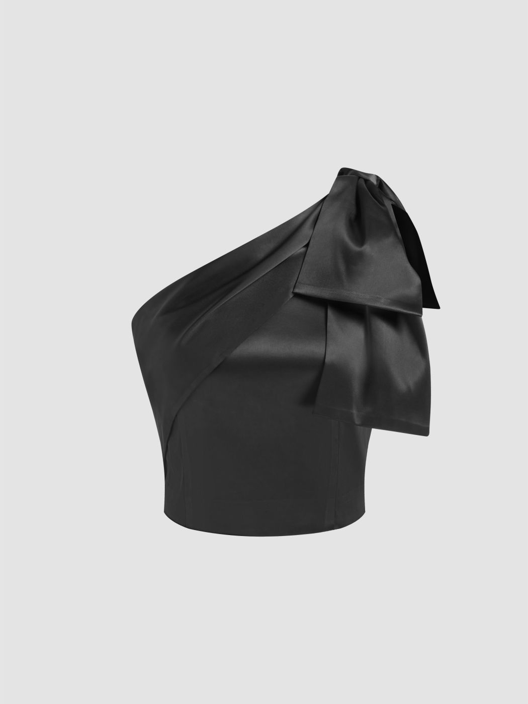 Satin Asymmetrical Neck Bow Cropped Tank Top