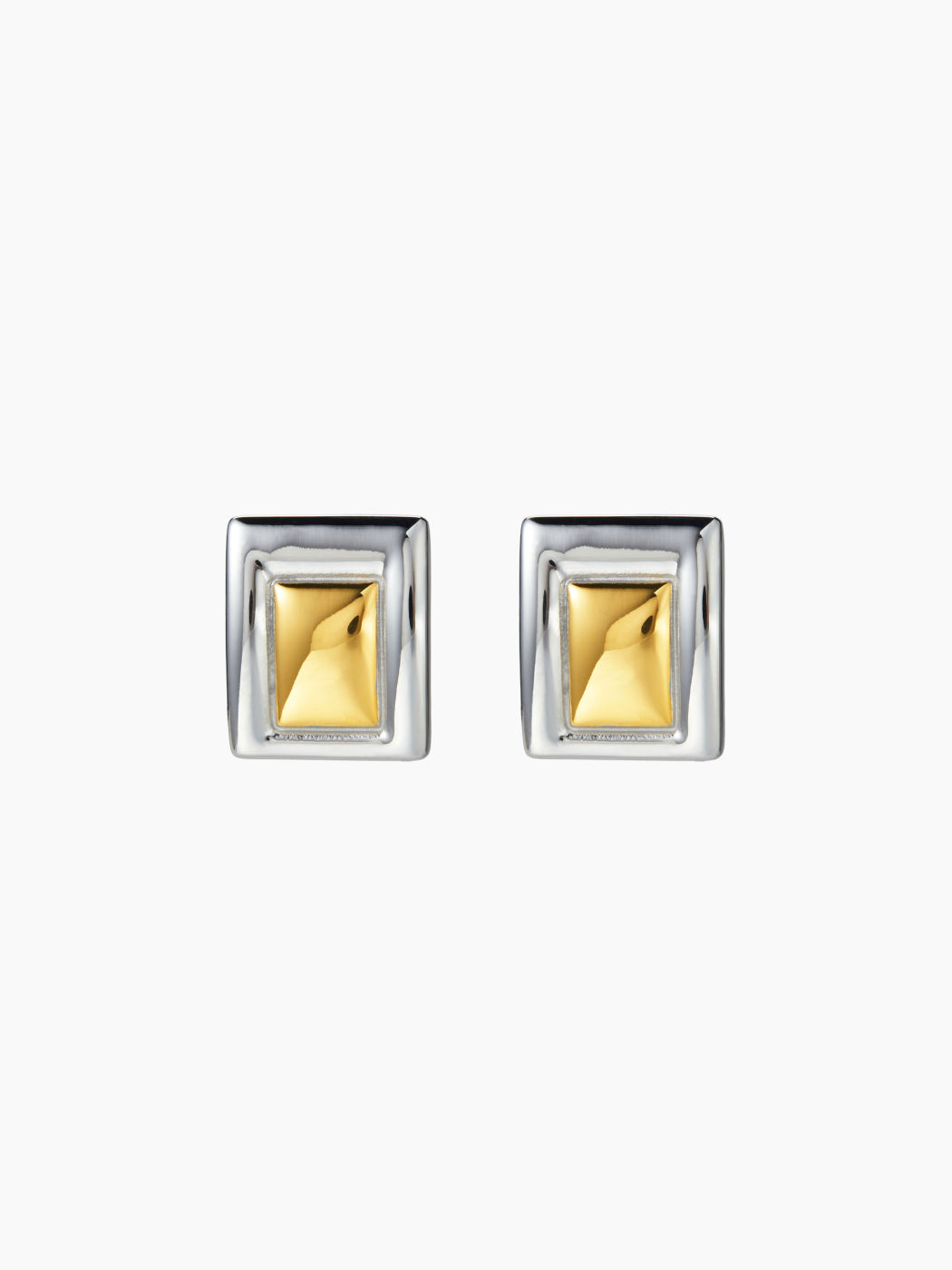 TWO TONE SQUARE STUD EARRINGS