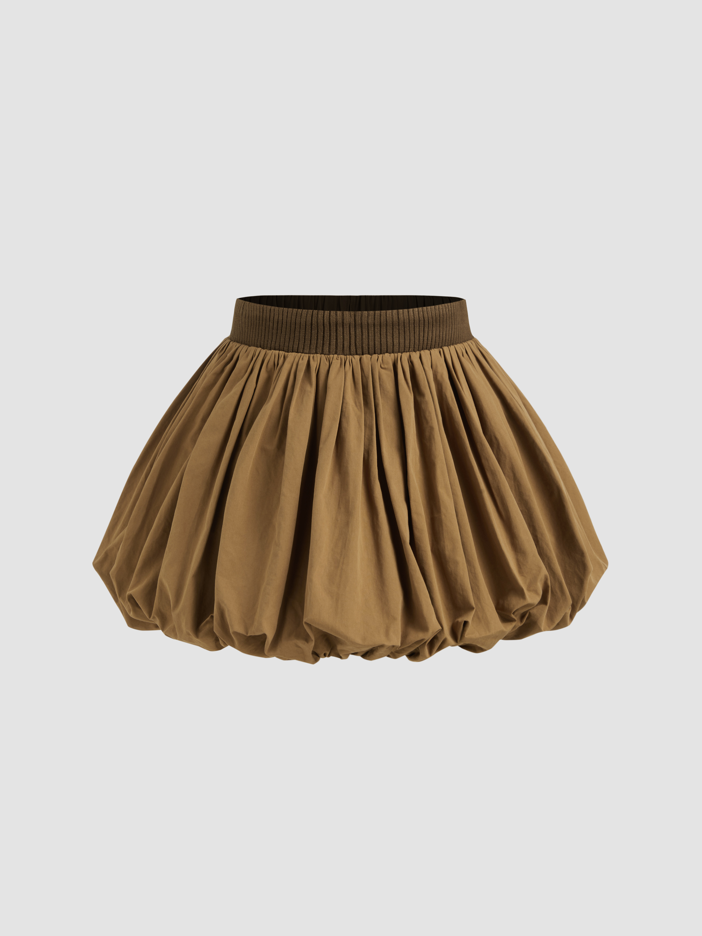 織布 100%コットン ミッドライズ ミニバブルスカート For