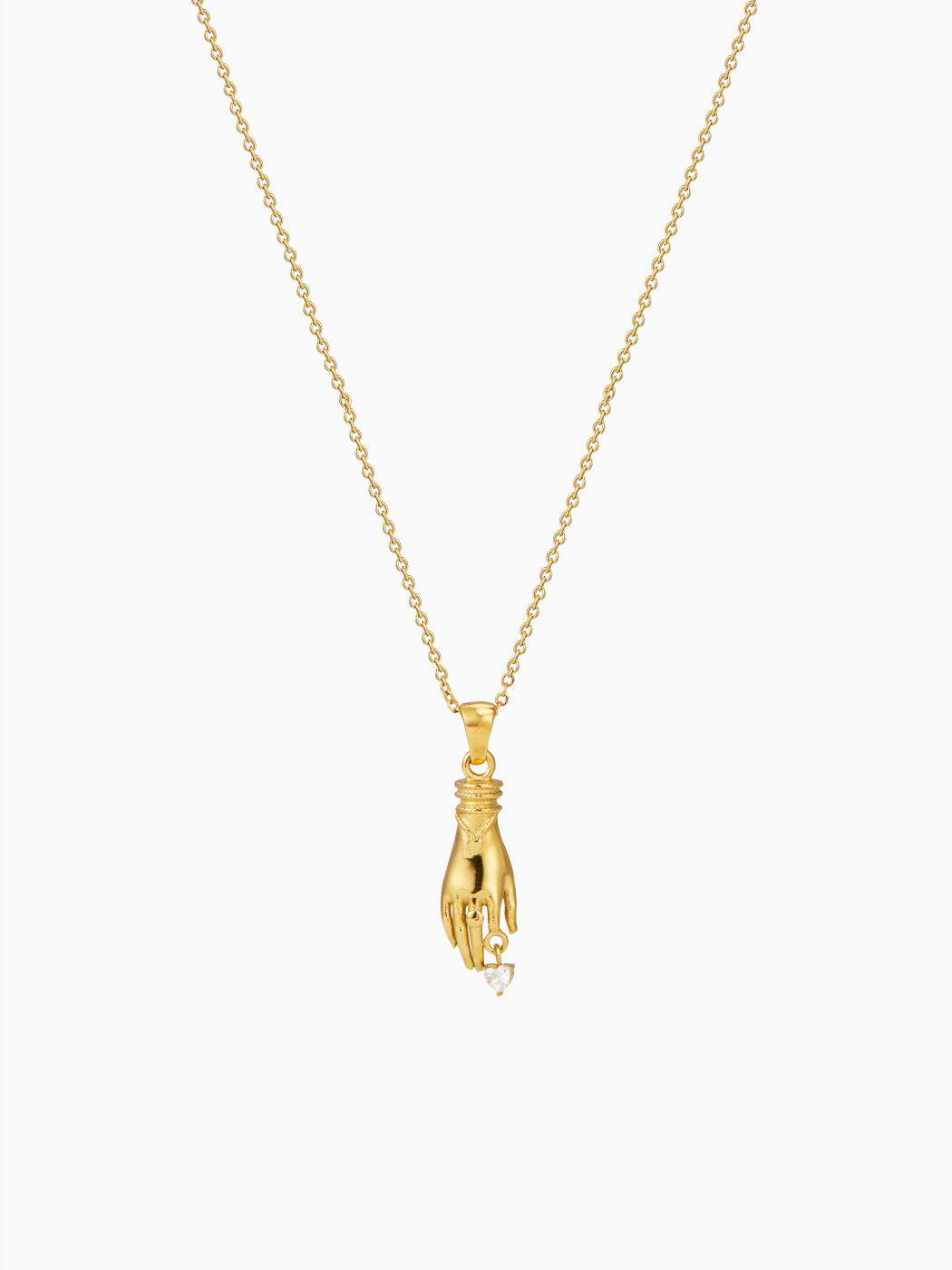 Hand & Zirkon 18K Vergoldete Edelstahl Halskette