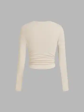 T-shirt a maniche lunghe a coste con cuore solido