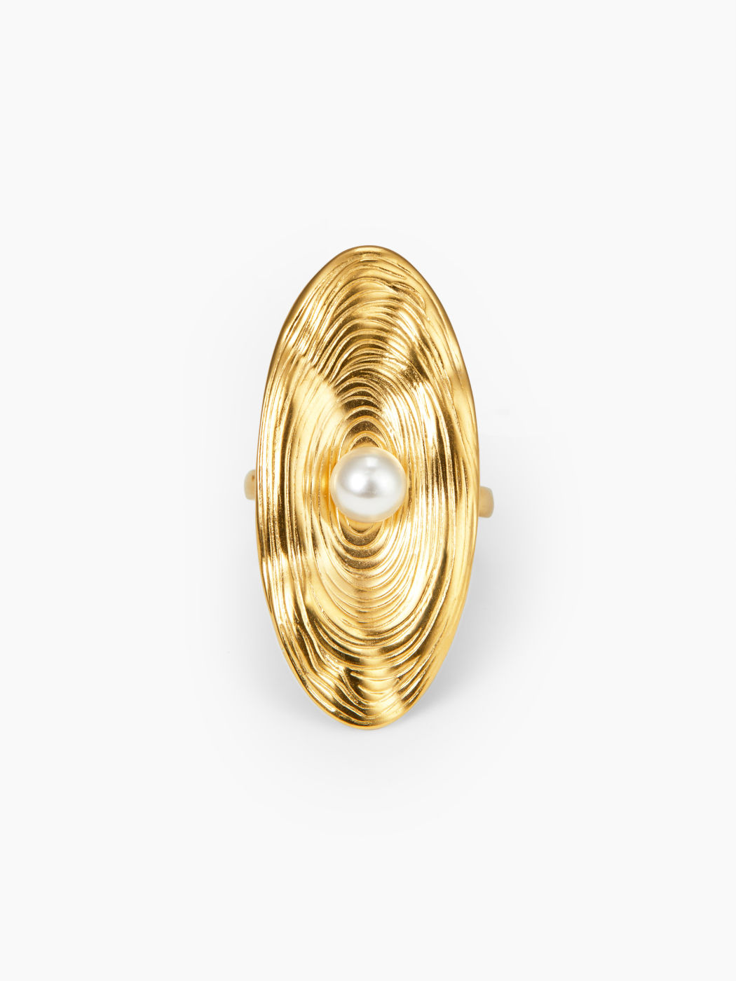 Oval & Faux Pearl 18K Gold Plated Edelstahl Offener Ring