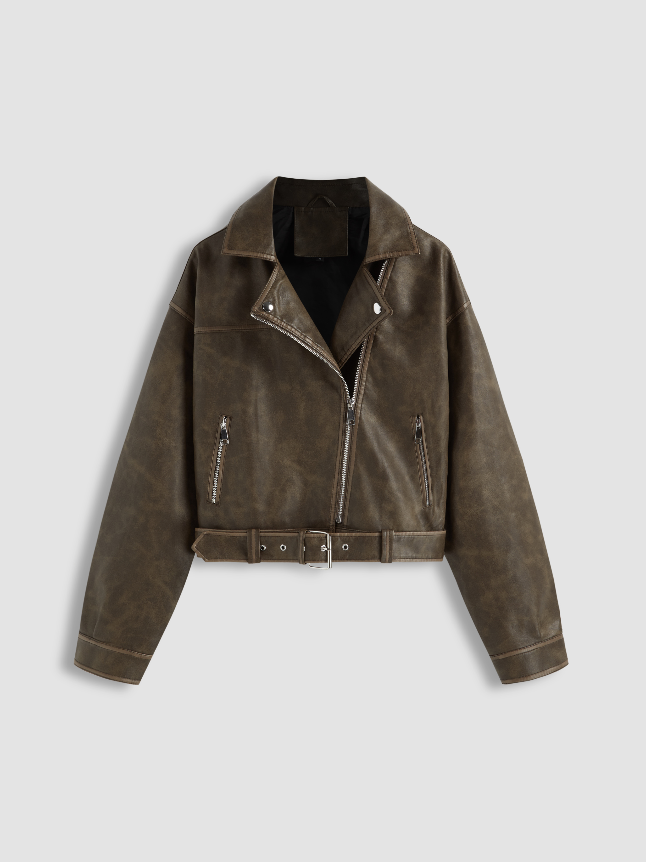 City Chic Faux Leather Oversized Faux Leather Ruffle Double