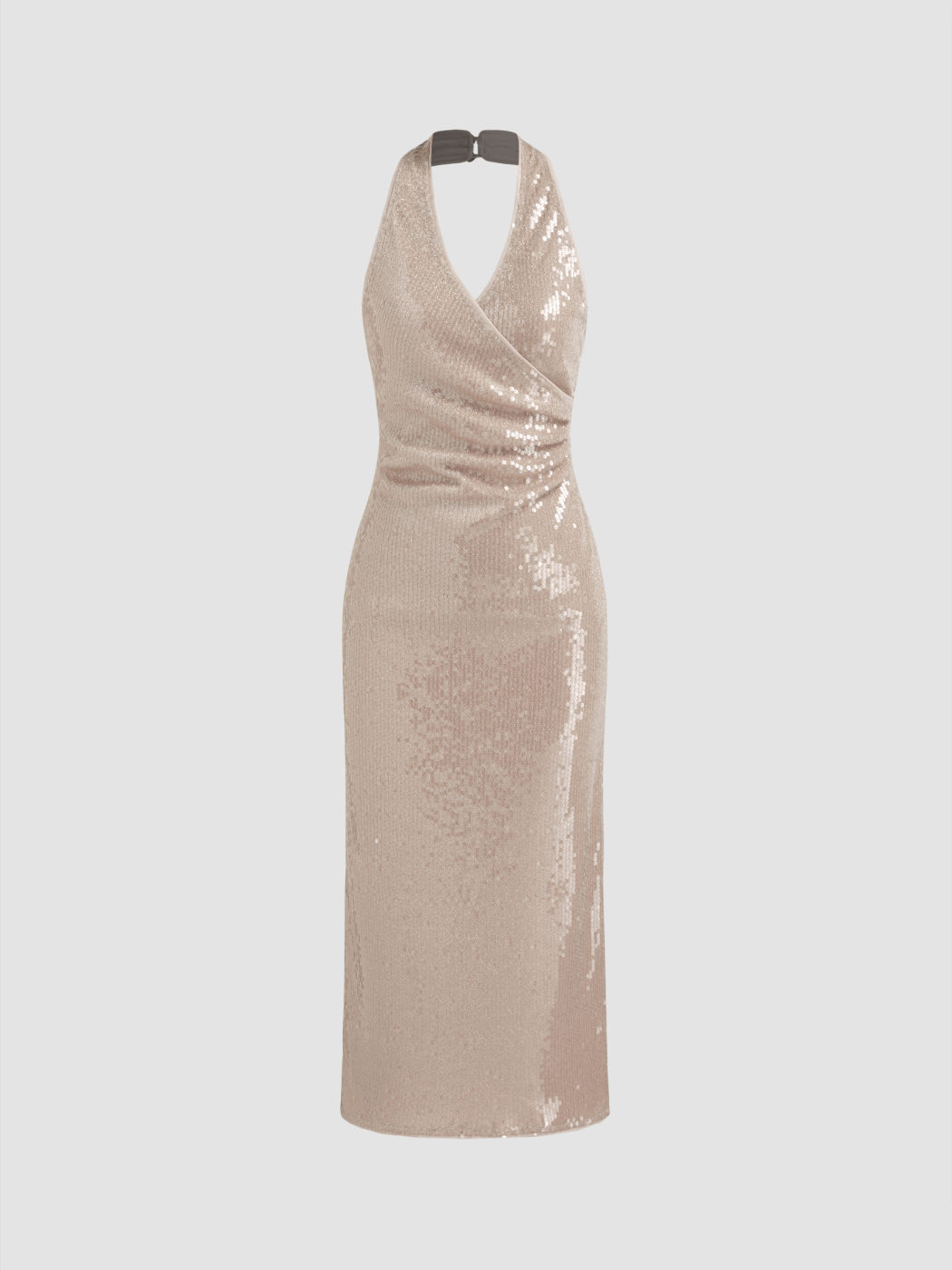 Sequinede Halter-Oberkante Rüschendes Schlitz-Maxikleid