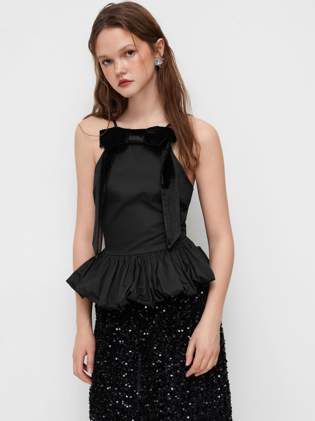 100% Cotton Bubble Hem Bowknot Cami Top