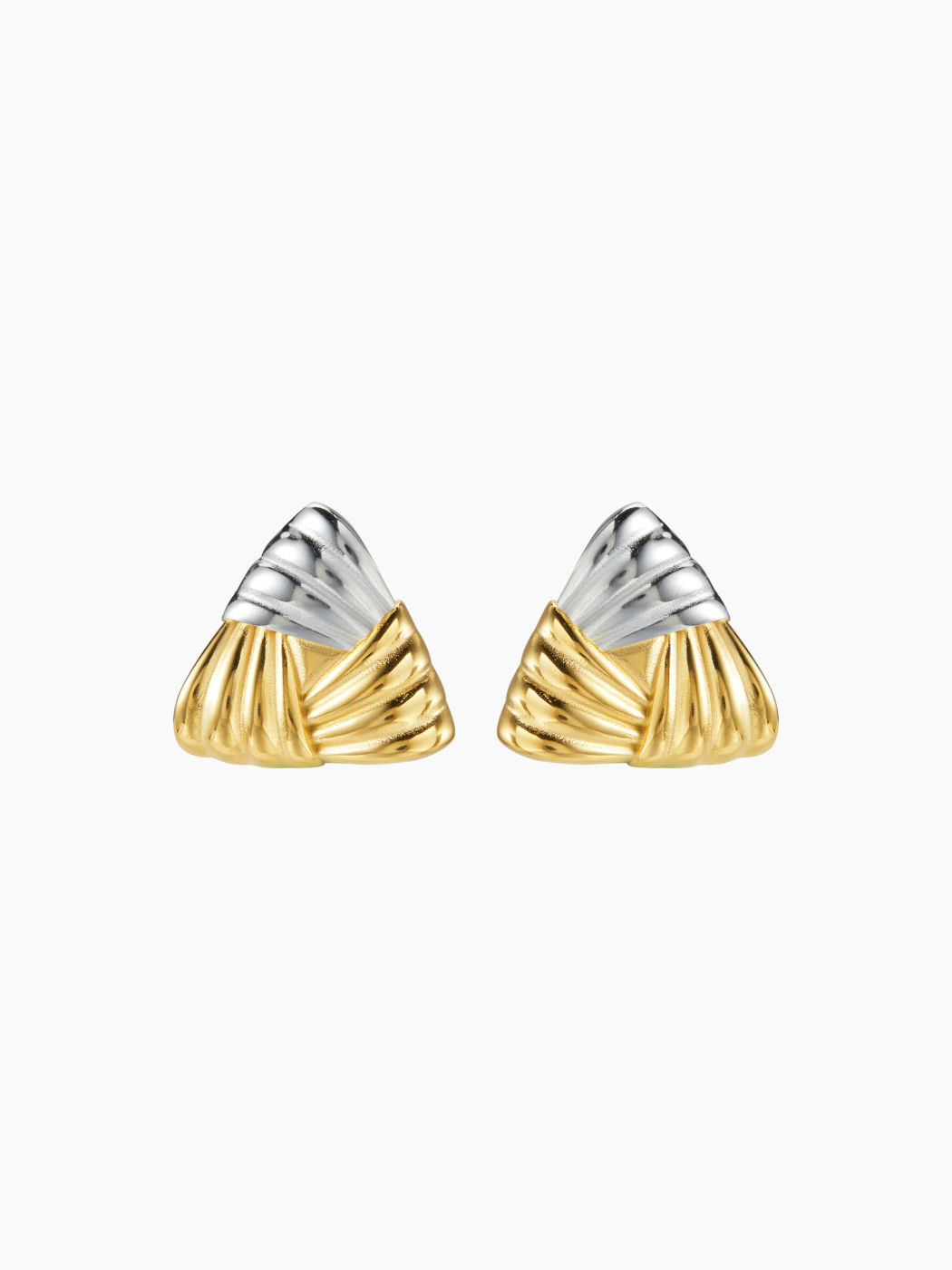 TRIANGLE BRAIDED 18K GOLD PLATED STAINLESS STEEL STUD EARRINGS