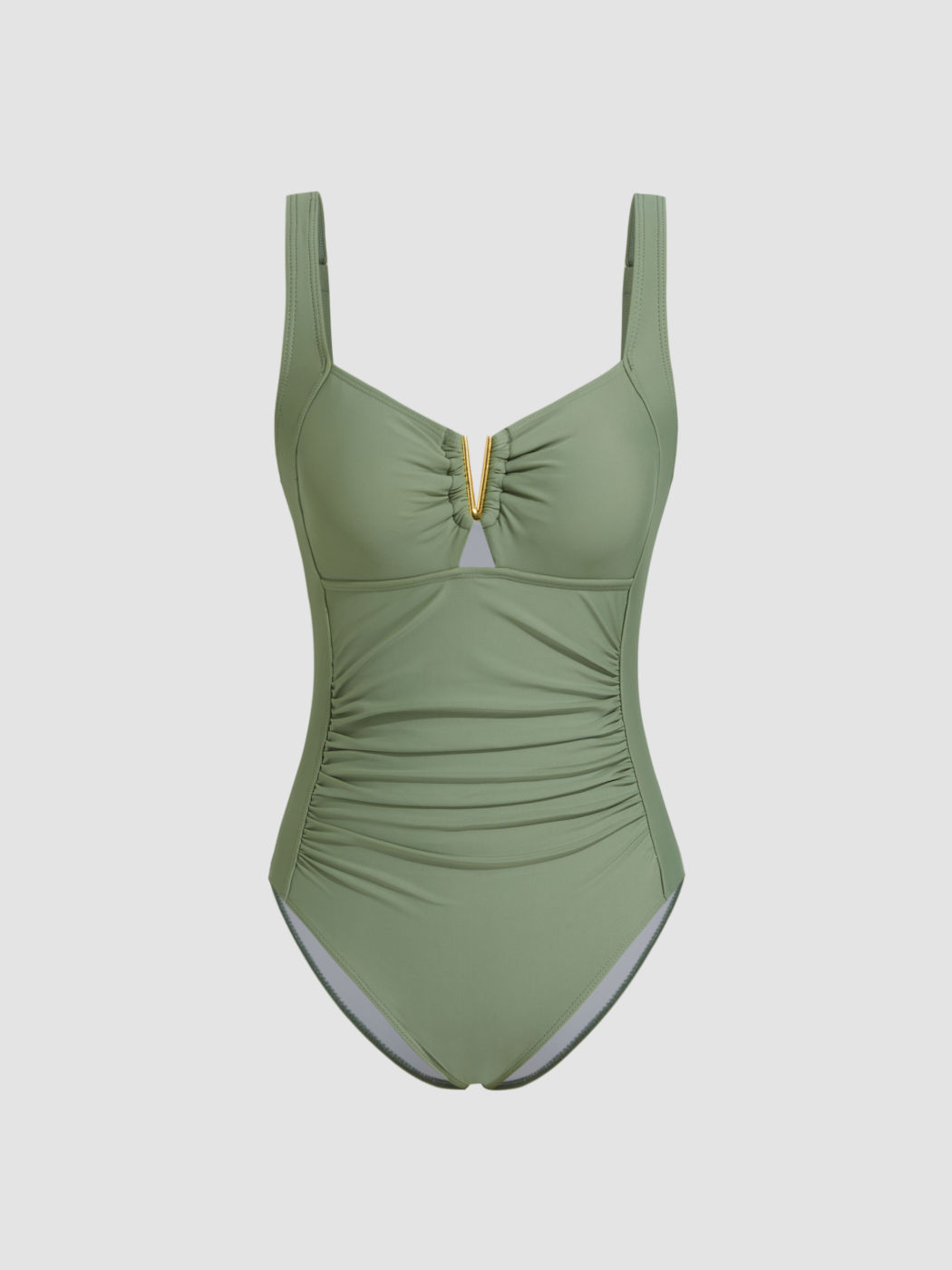 Shaping Square Neck V-Wired Ruched One Piece Swimsuit