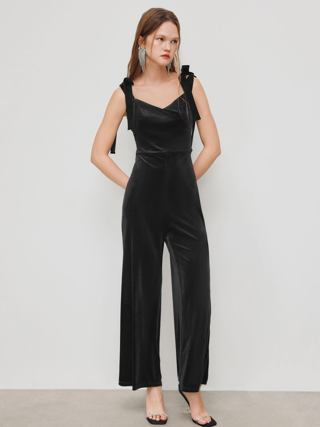Samt Schleife Weite Bein Overalls