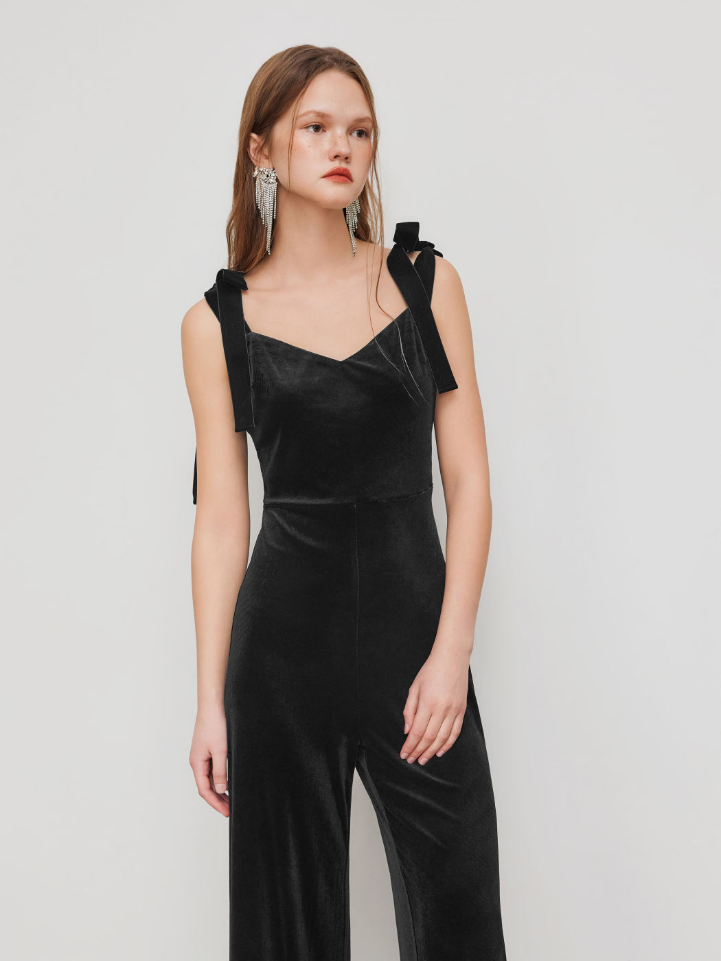 Samt Schleife Weite Bein Overalls