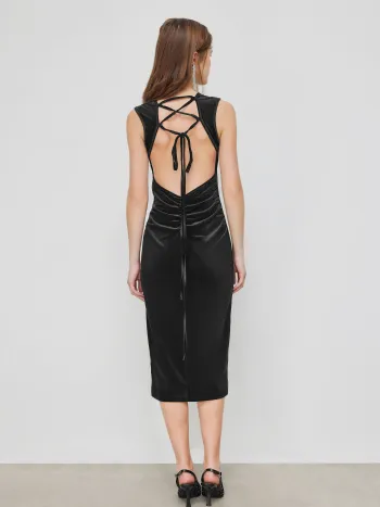 Summer Vacation Dresses Night Out Satin Satin Halter Neckline Backless Maxi Dress For Party/Clubbing
