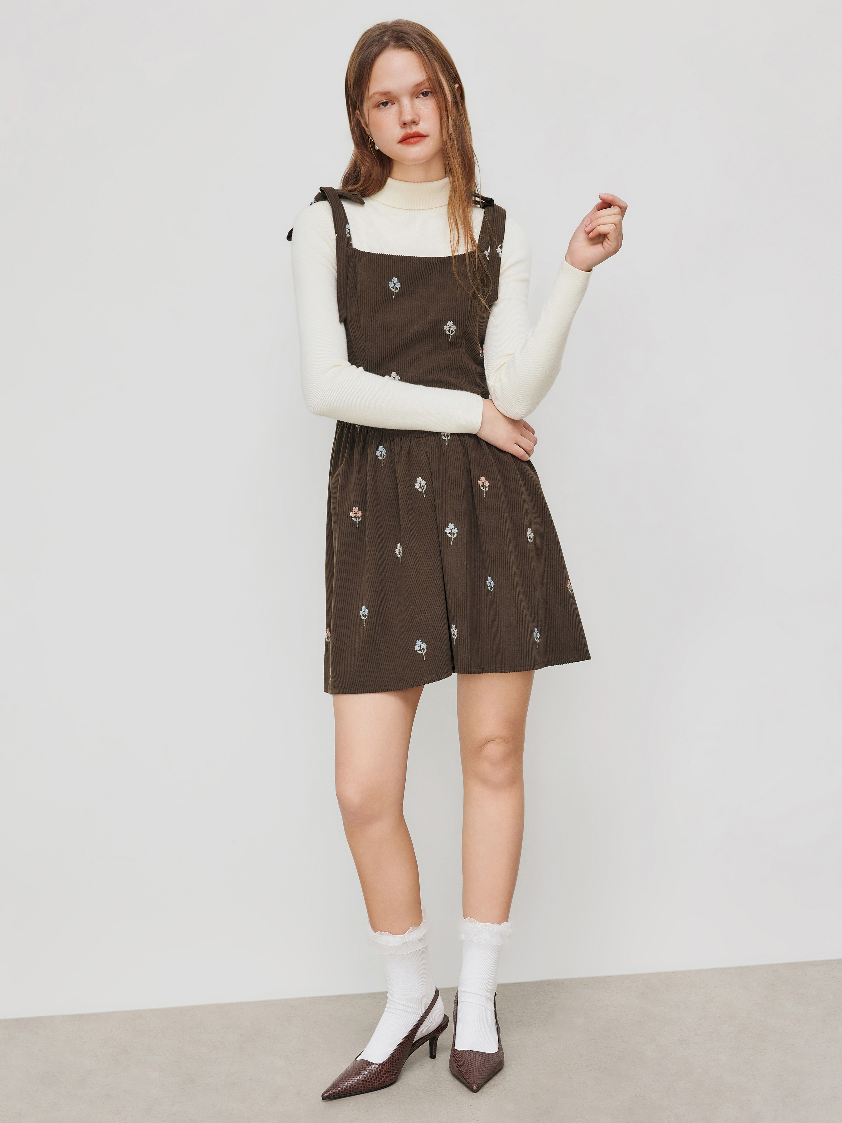 Tweed Tweed Square Neck Check Mini Dress & Solid Long Sleeve
