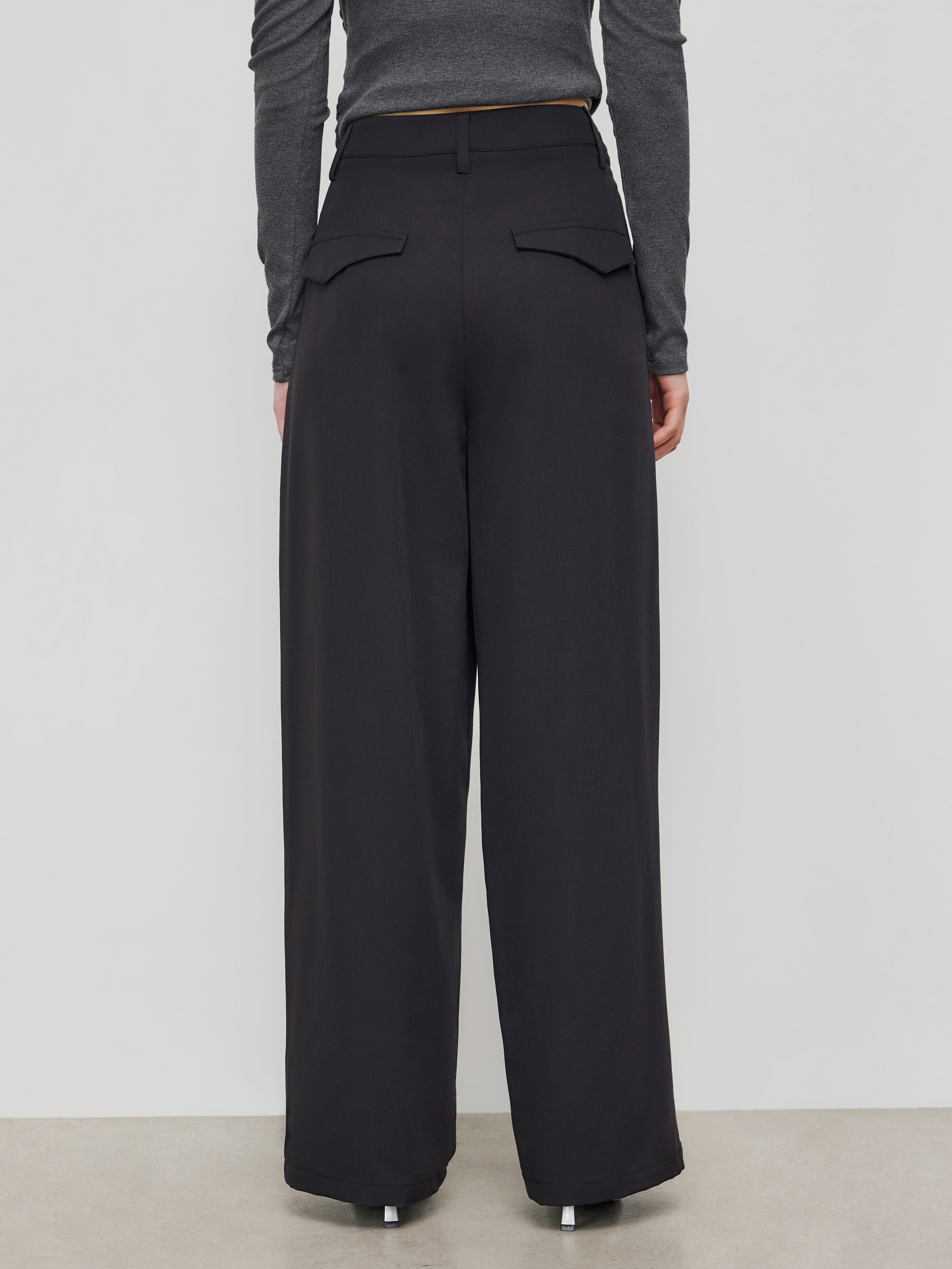Woven High Rise Pleated Wide Leg Trousers For Work