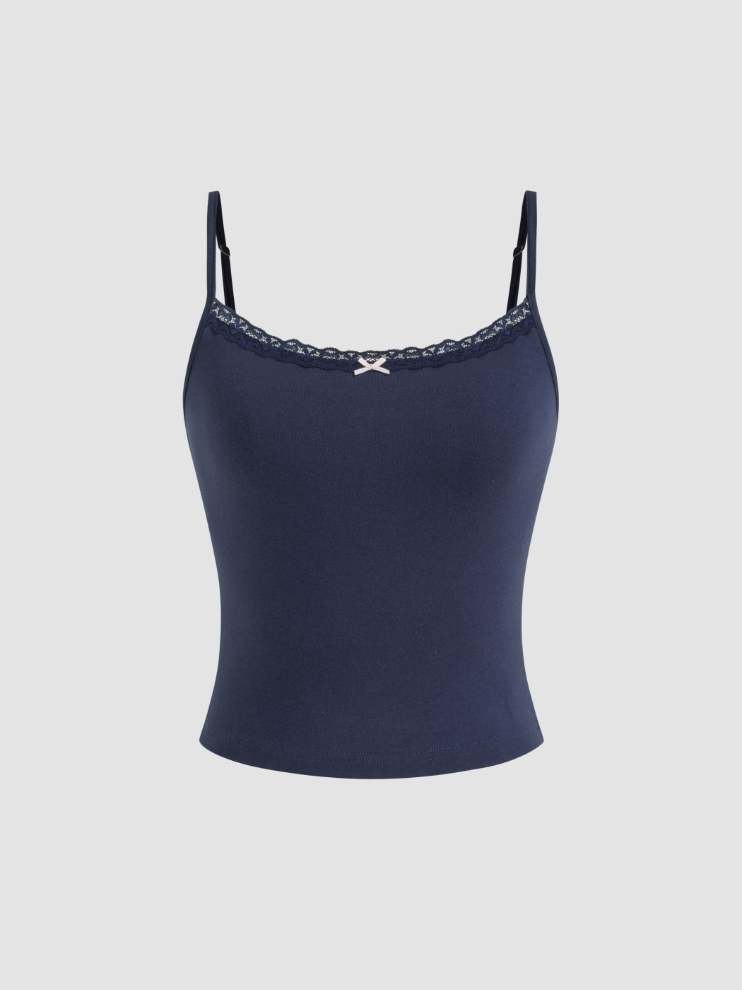 Cotton-blend Lace Trim Cami Top