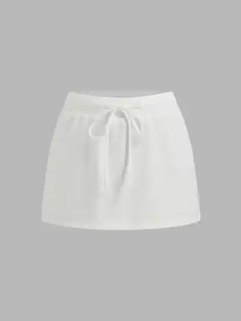 Cotton-blend Low Rise Knotted Mini Skort