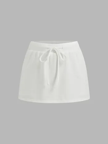 Baumwollmix Low Rise Geknoteter Mini Skort