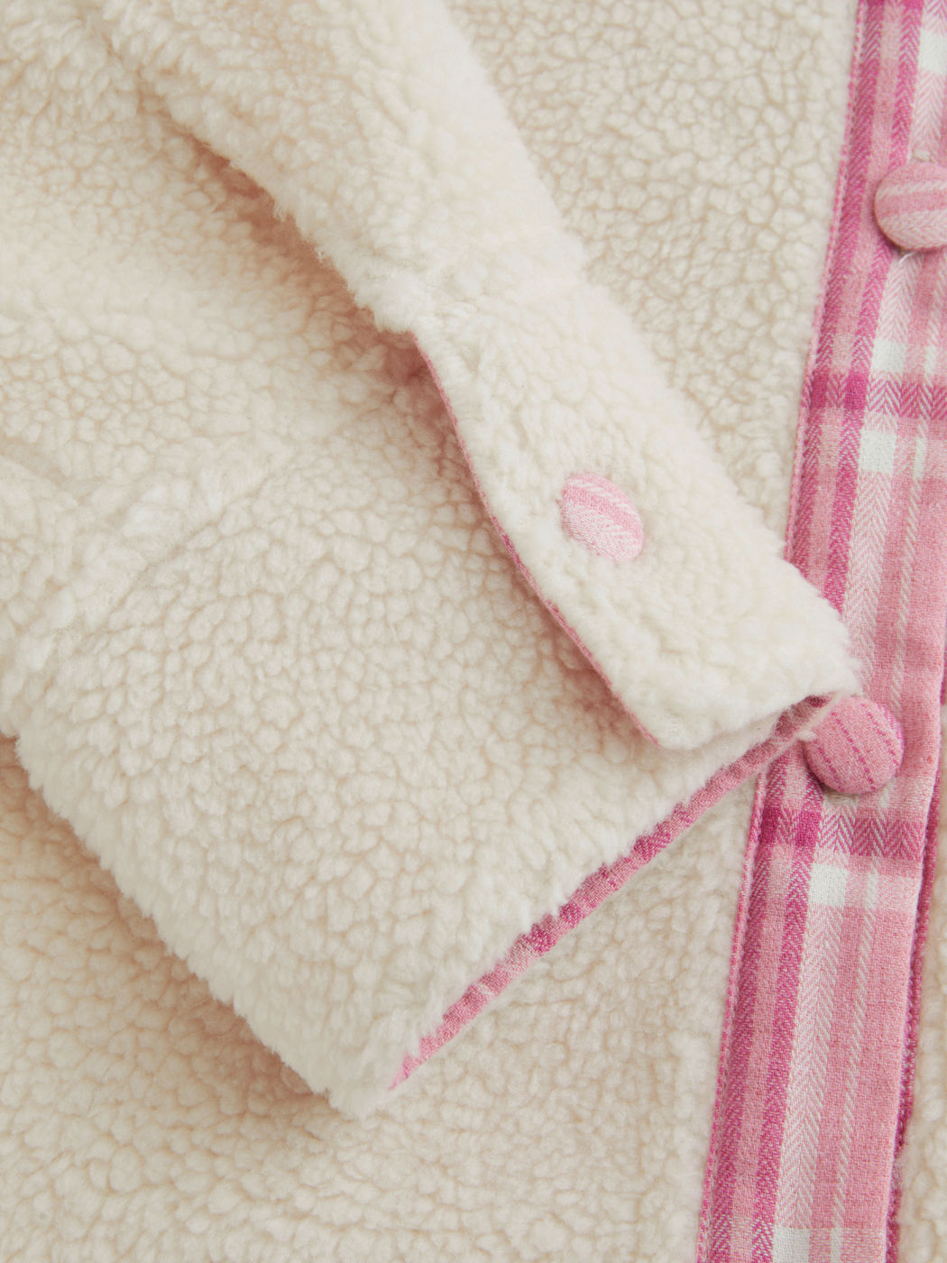 Giacca oversize in pile con rilegatura a quadri