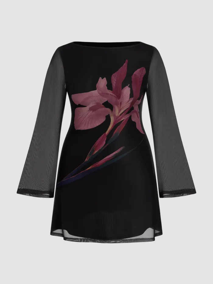 U-neck Rib Knit Button Long Sleeve Top Curve & Plus