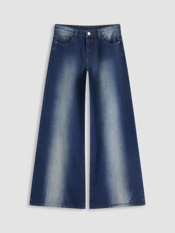 Cider Denim Low Rise Washed Baggy Jeans