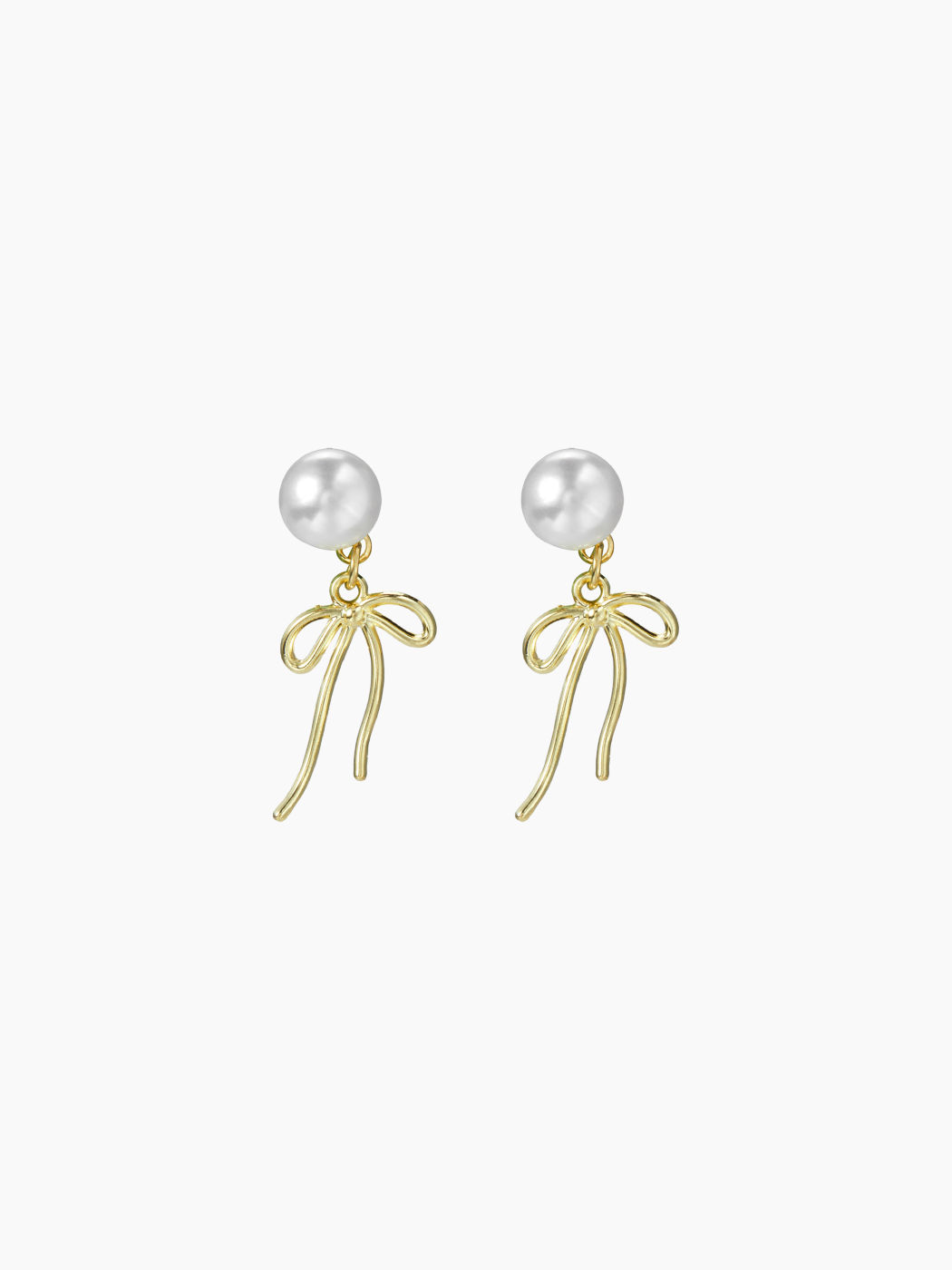 FAUX PEARL & BOWKNOT DROP EARRINGS
