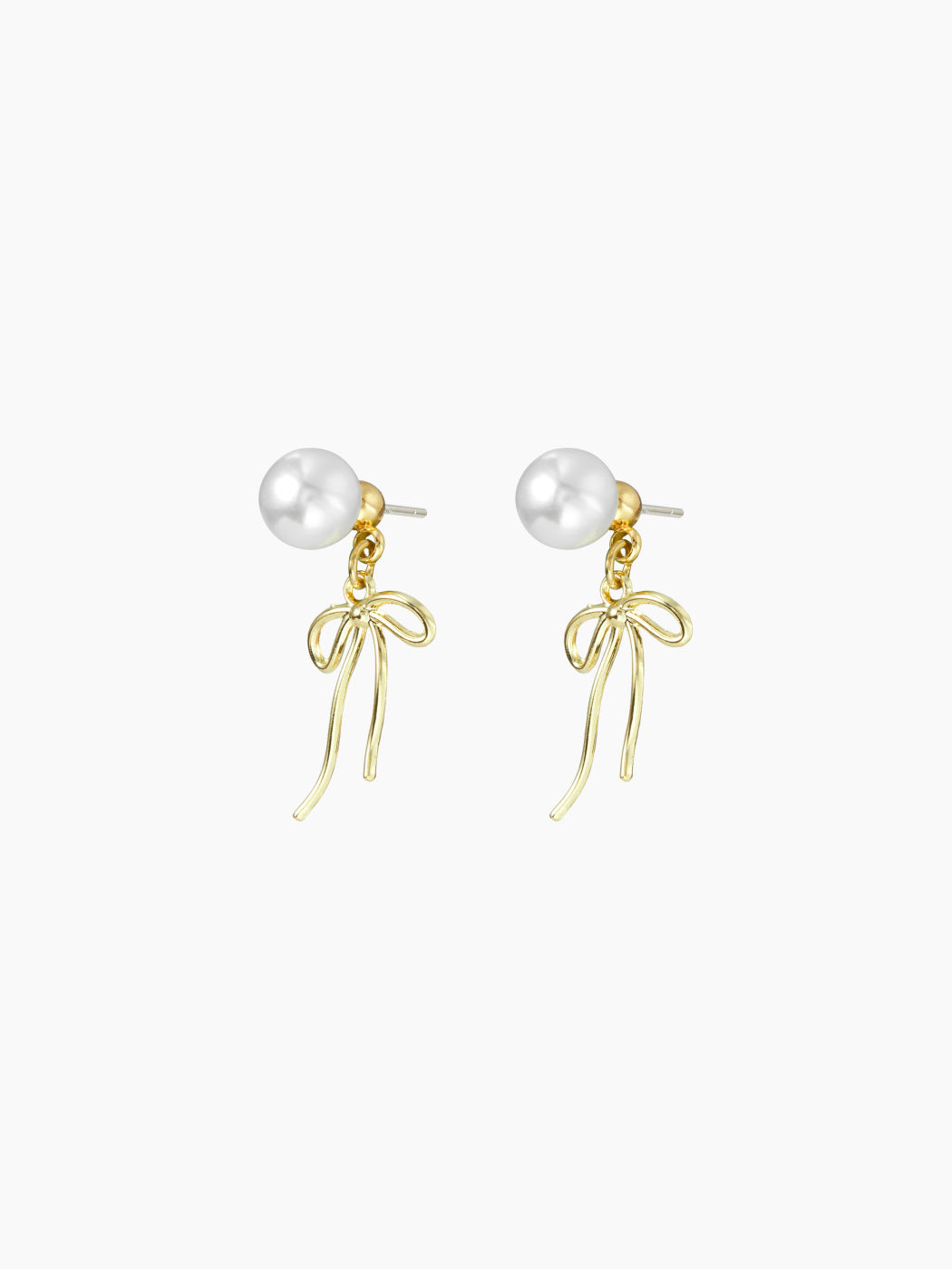 FAUX PEARL & BOWKNOT DROP EARRINGS