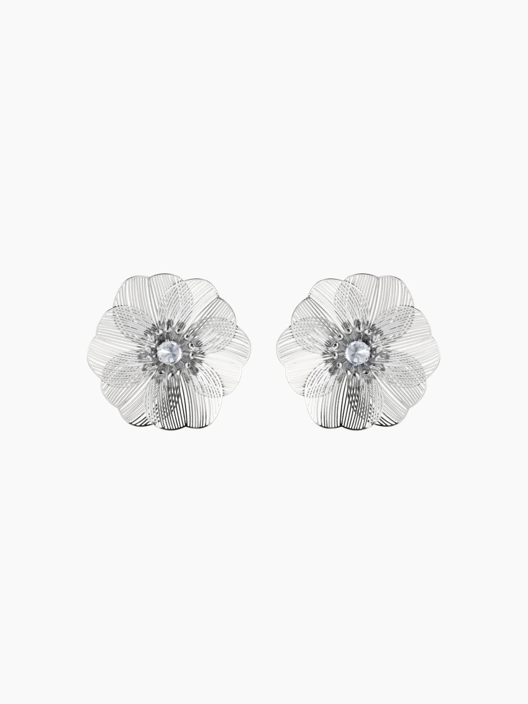 HOLLOW FLOWER ZIRCON STUD EARRINGS