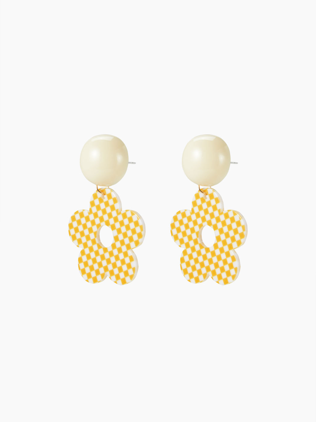 Gingham-Blumen-Anhängerohrringe