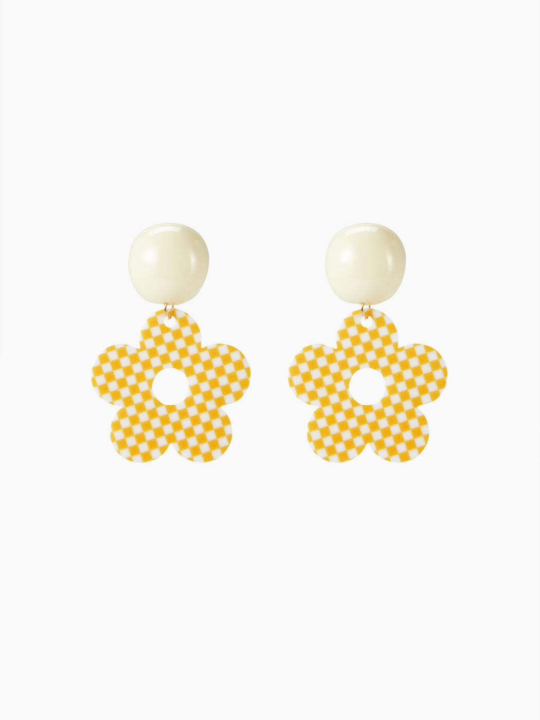 Gingham-Blumen-Anhängerohrringe