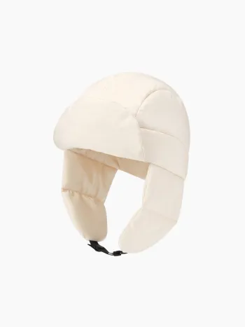 Funnel Neck Ski Print Drawstring Oversized Puffer Vest