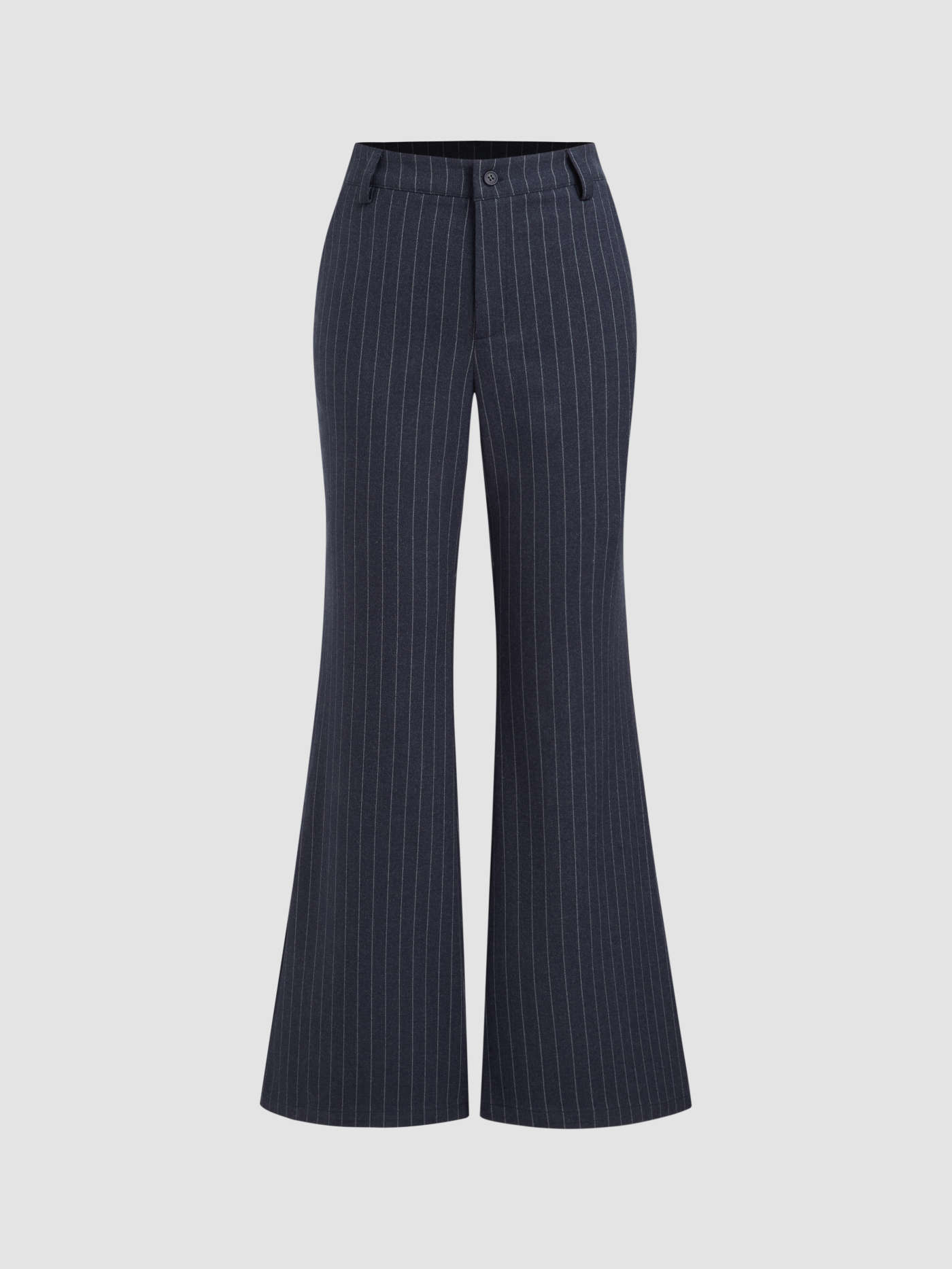 Belted & Flared Pinstripe Trousers