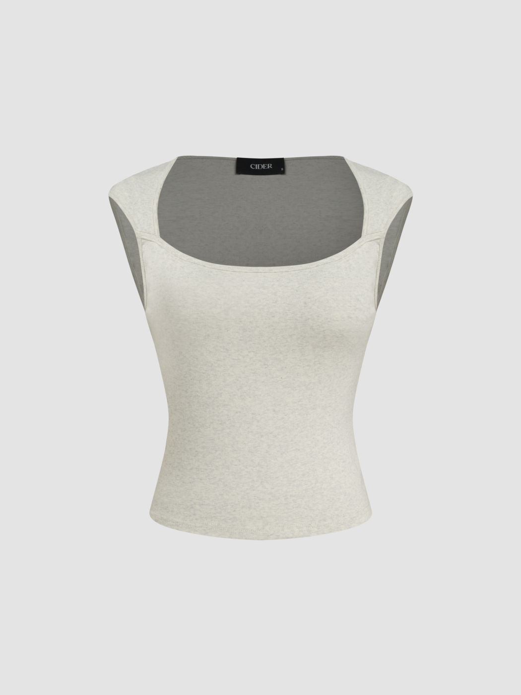 Cotton-blend Square Neck Short Sleeve Tee