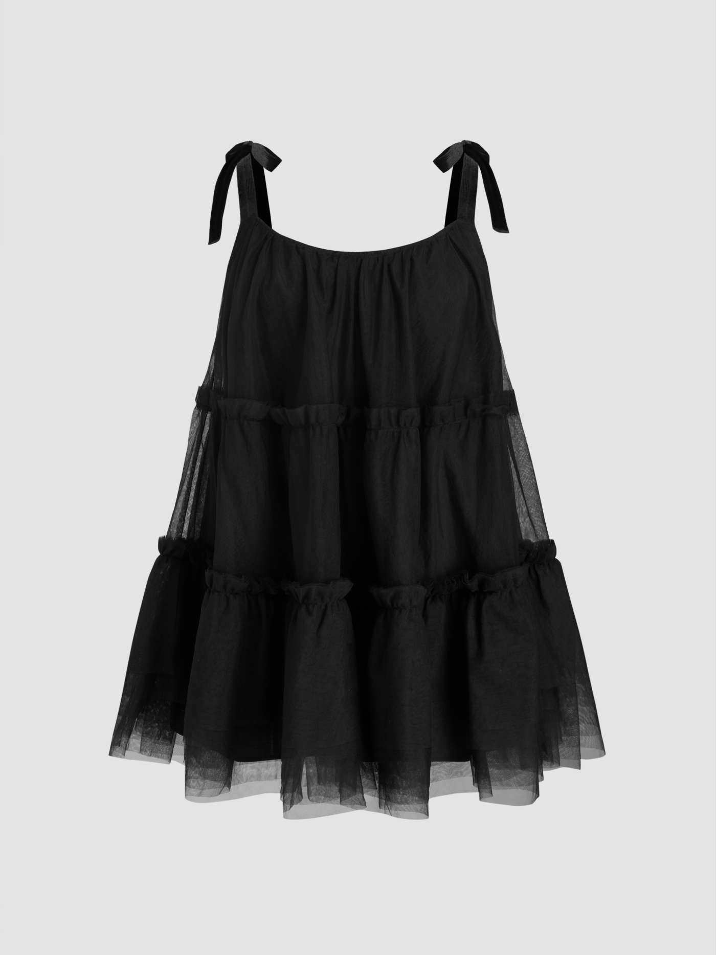 Mesh Knotted Tiered Mini Dress Curve & Plus