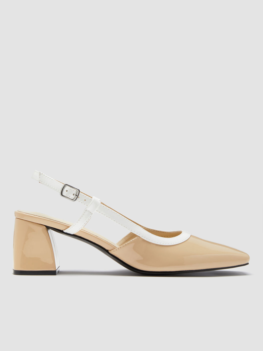Tacones gruesos de cuero sintético bicolor