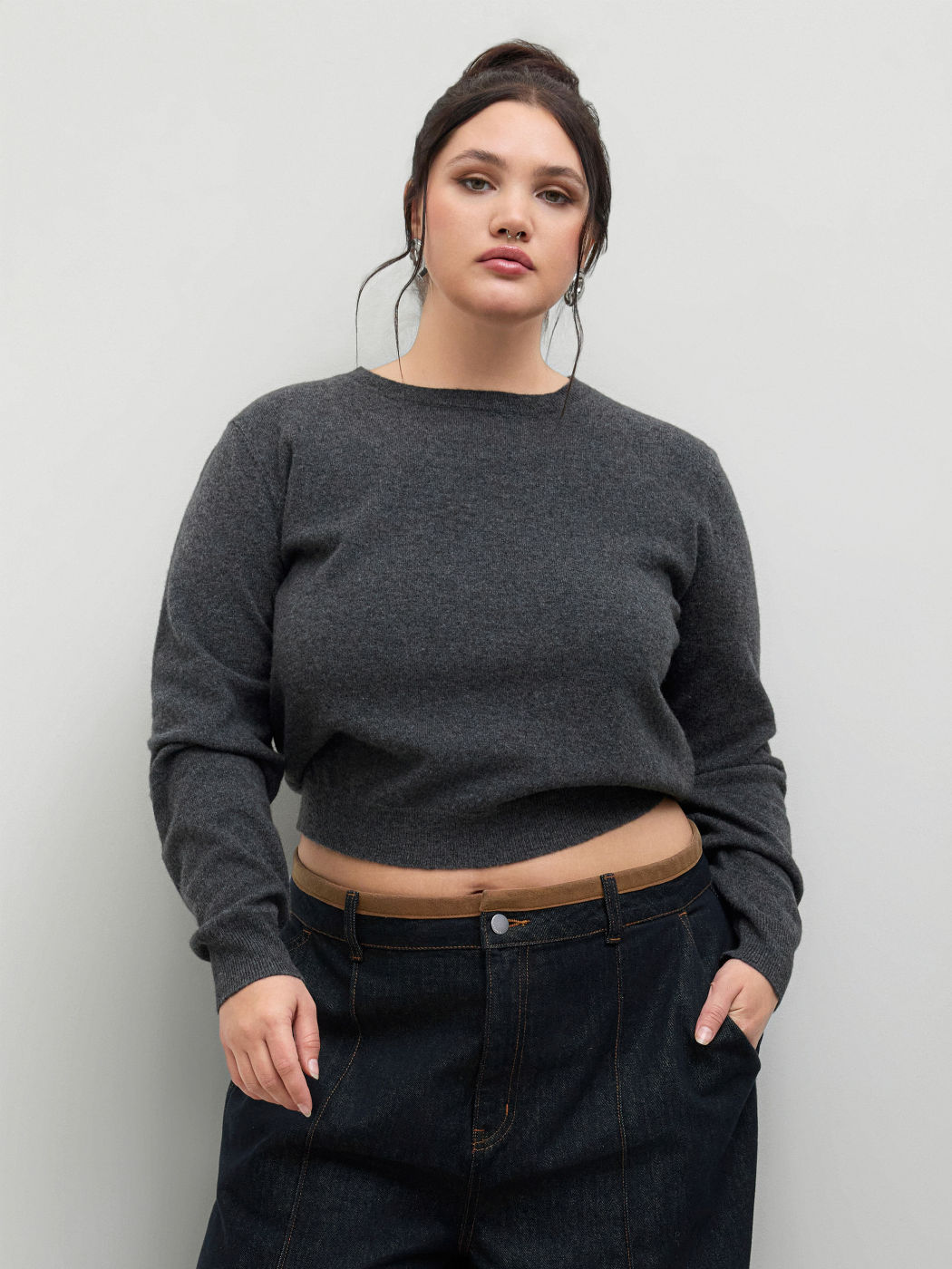 Rundhals-Strickpullover Kurve & Plus