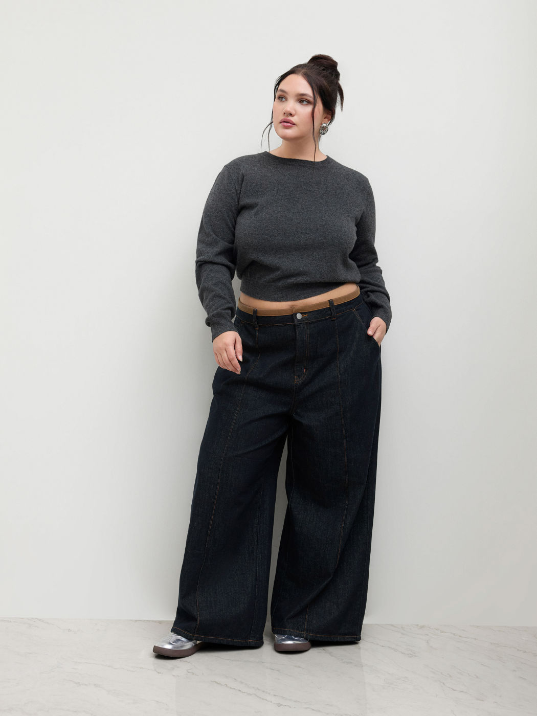 Rundhals-Strickpullover Kurve & Plus
