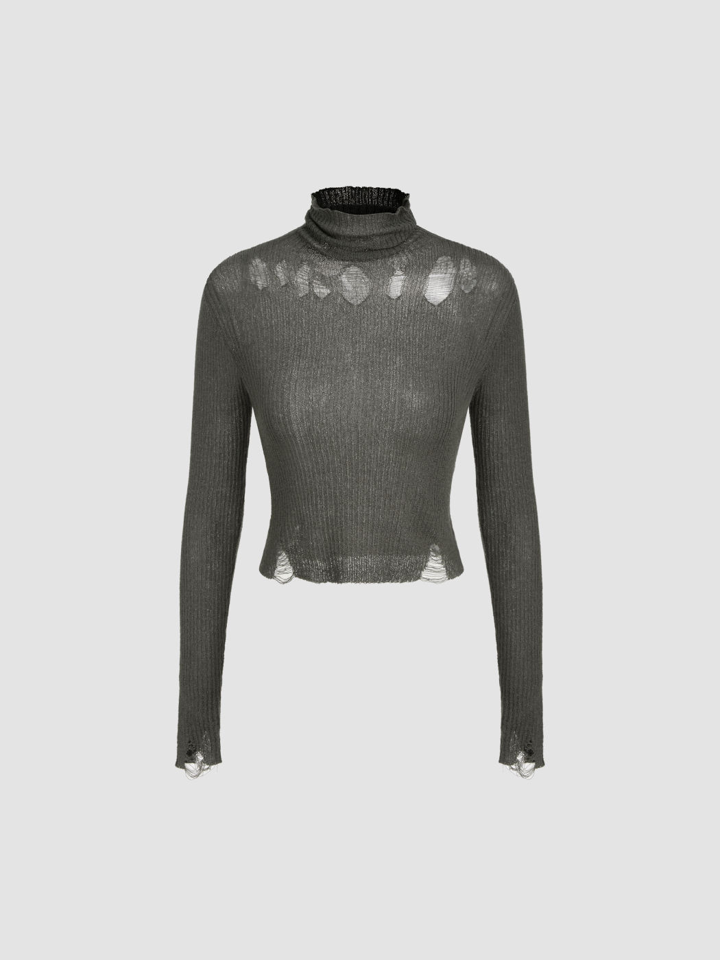 Knit High Neck Ripped Crop Top