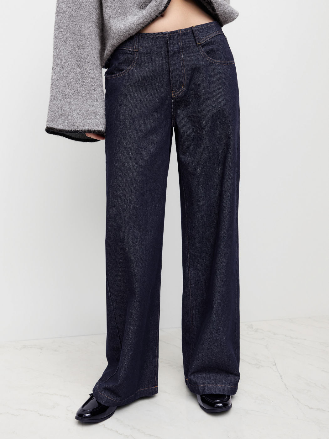 Denim Low Rise Wide Leg Jeans