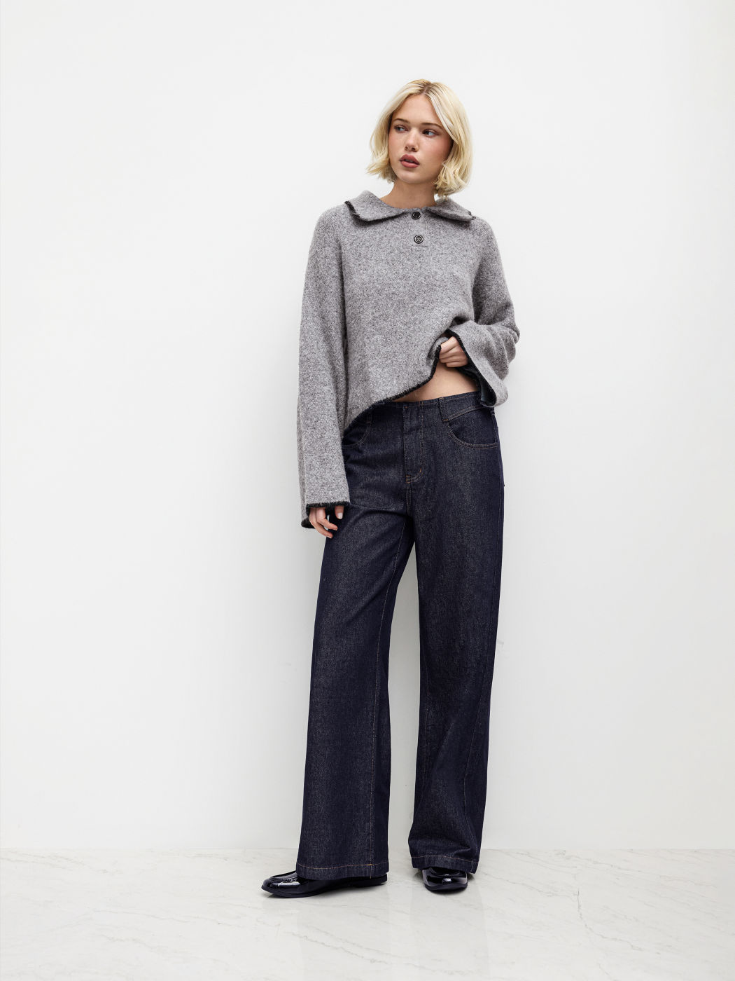 Denim Low Rise Wide Leg Jeans