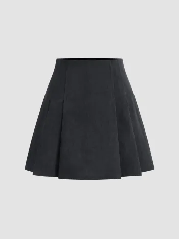 Cord Mid Rise Falten Minirock