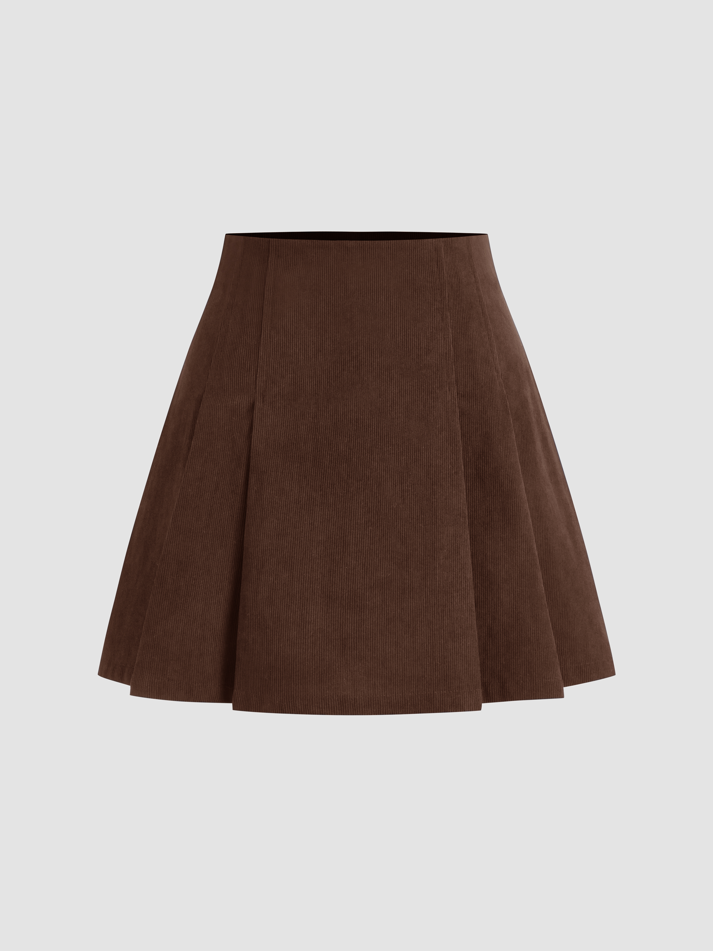 【Anyone more】Direc corduroy pleated mini skirt Corduroy Corduroy Mid Rise Pleated Mini Skirt For Date