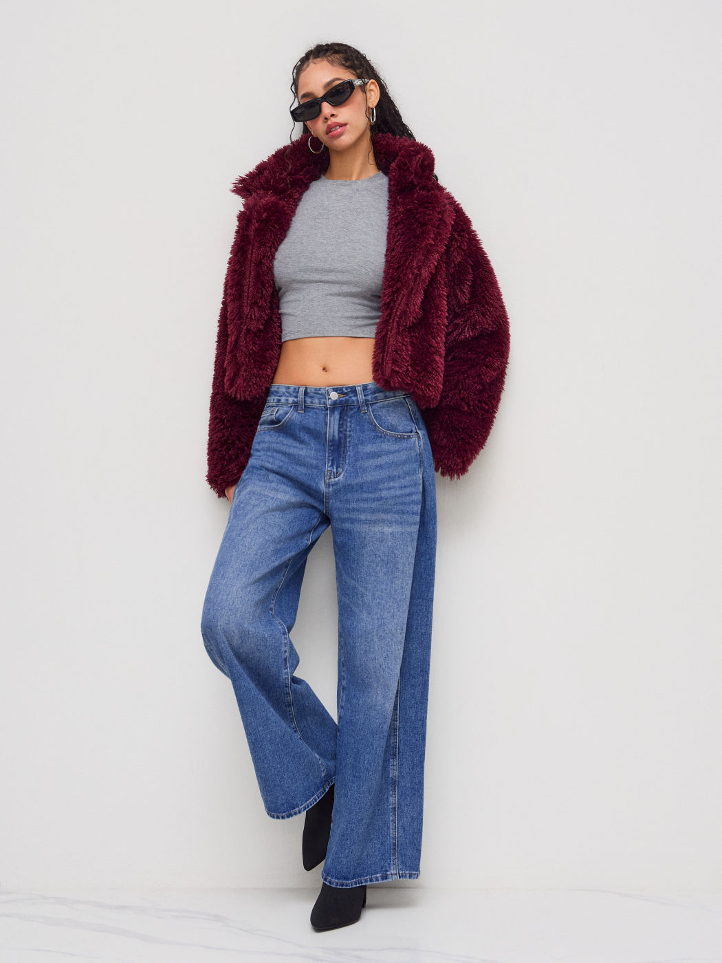 Denim Low Rise Washed Baggy Jeans
