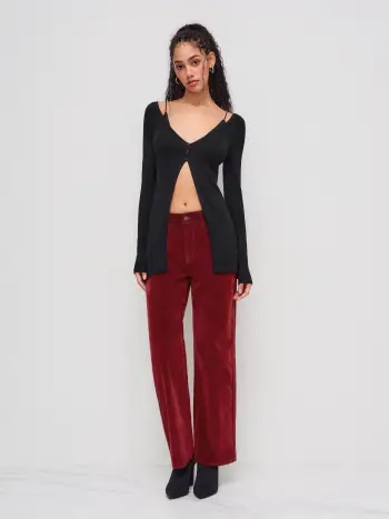 Stretch Cider Denim Low Rise Straight Leg Jeans