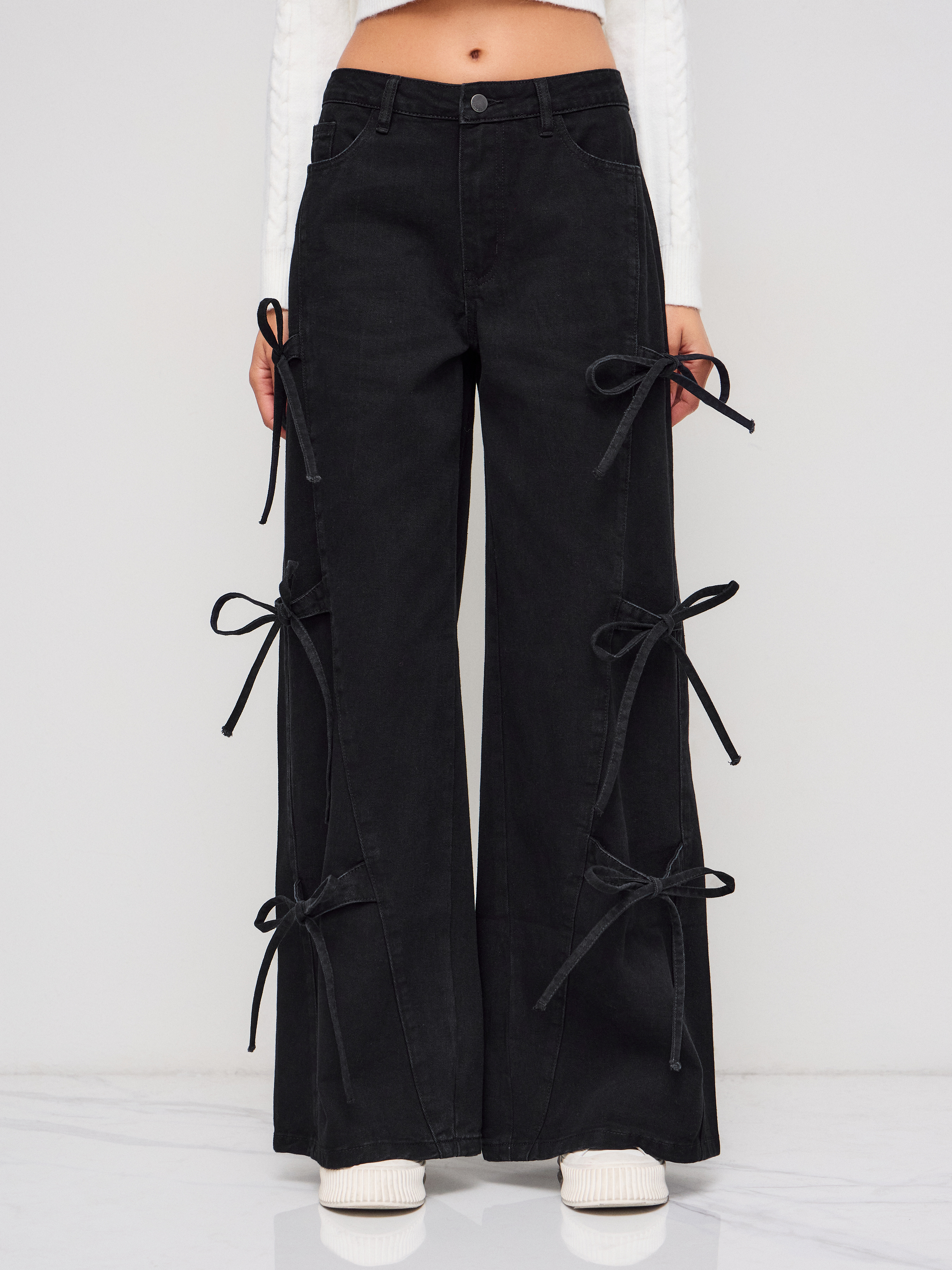 【STUDIO DOE】Mid-Low Rise Textured Reflected Wide Pants Max Studio Women's Spring 2023 Effortless Ponte Casual Wide