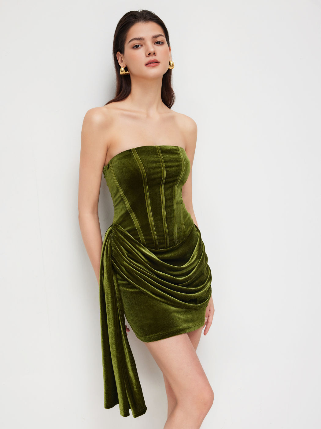 Velvet Strapless Corset Mini Dress