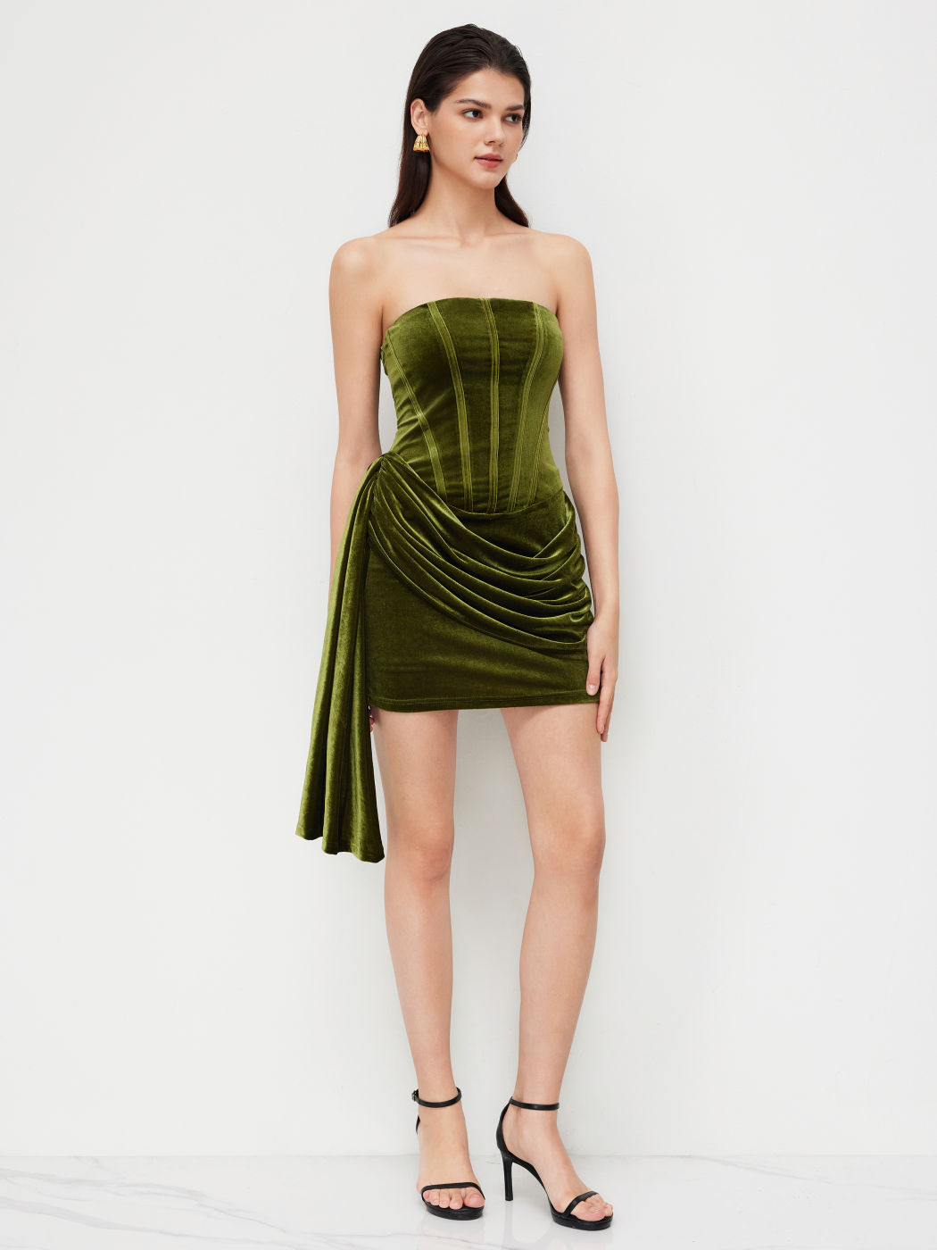 Velvet Strapless Corset Mini Dress