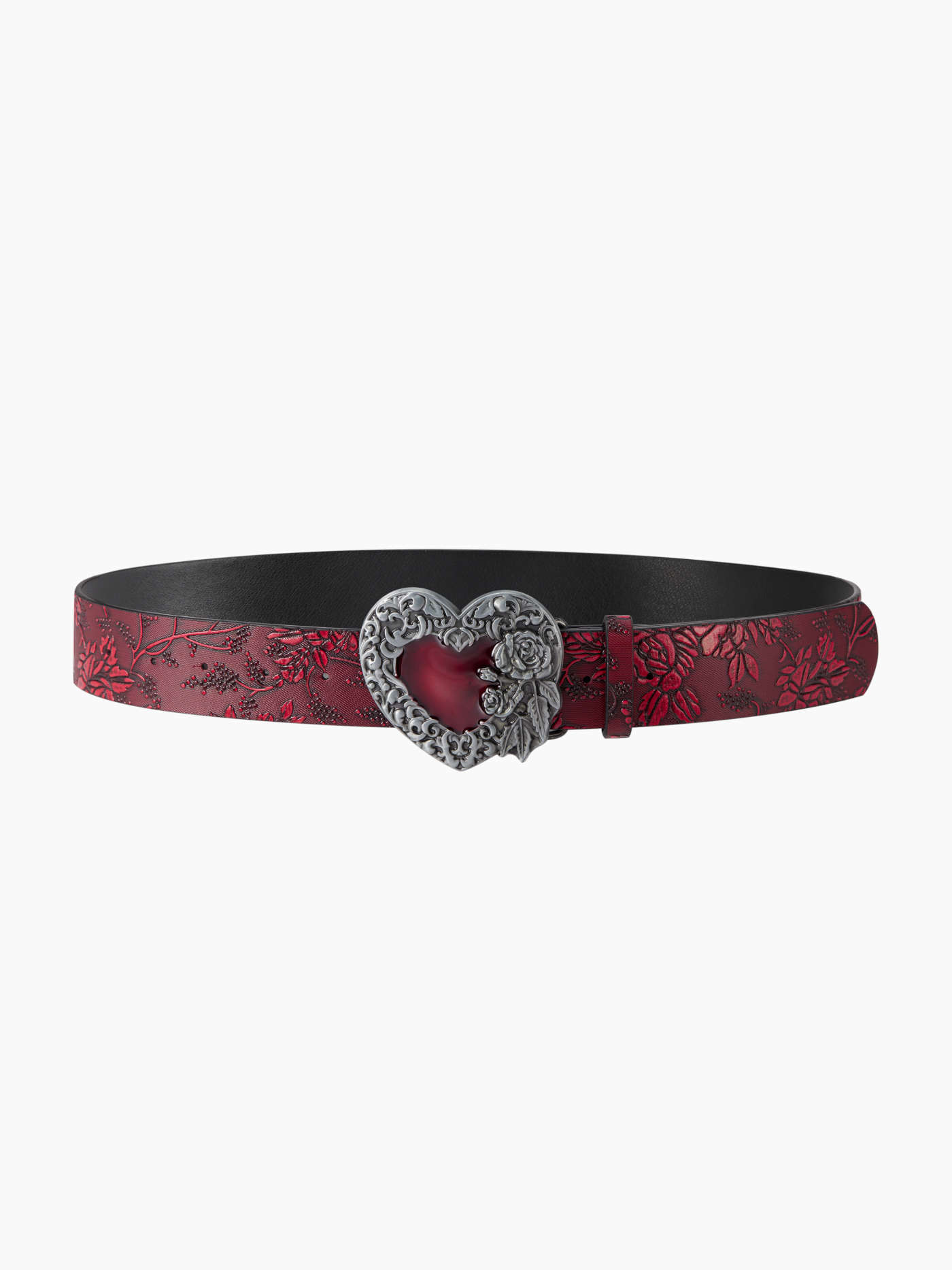 VINTAGE ENGRAVED FLOWER & HEART SHAPE  BUCKLE BELT