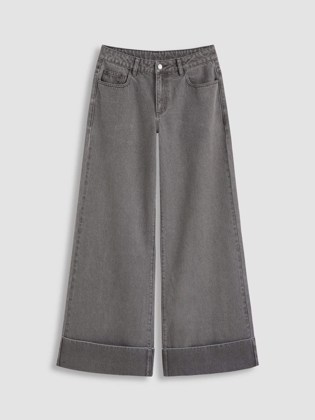 Cider Denim Low Rise Roll Hem Wide Leg Jeans