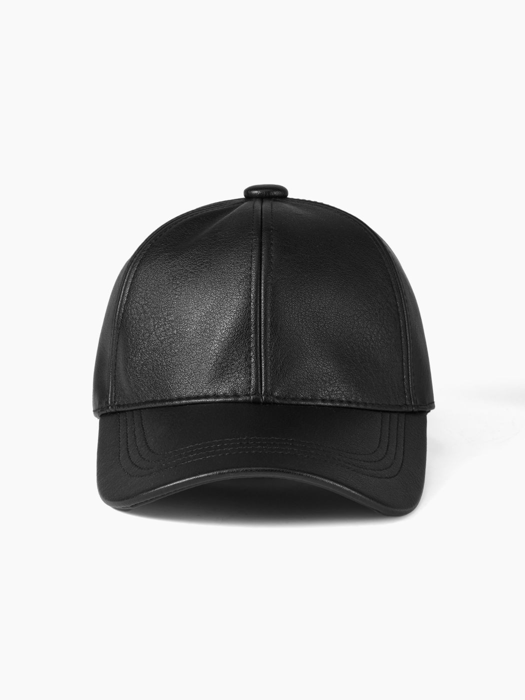 SOLID FAUX LEATHER BASEBALL CAP